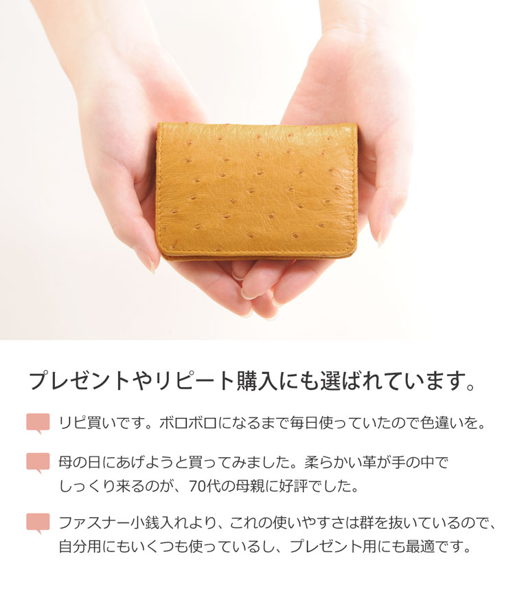 プレゼント ギフトにおすすめ 小銭入れ 使いやすい ボックス BOX 本革 オーストリッチ