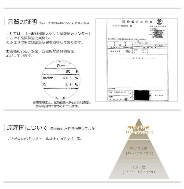 カラバリ　カシミヤ証明書