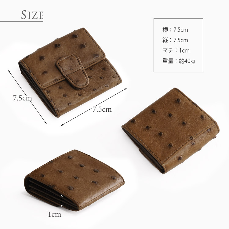 オーストリッチ 小銭入れ 財布 スクエア型 / メンズ（No.06000610-mens-1）
