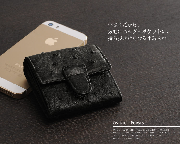 オーストリッチ 小銭入れ 財布 スクエア型 / メンズ（No.06000610-mens-1）