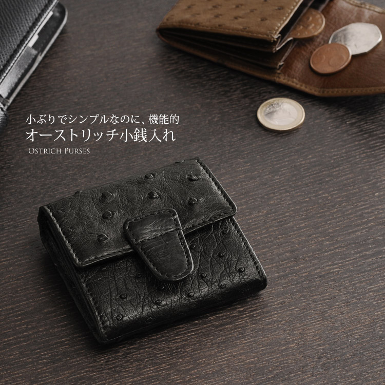 オーストリッチ 小銭入れ 財布 スクエア型 / メンズ（No.06000610-mens-1）