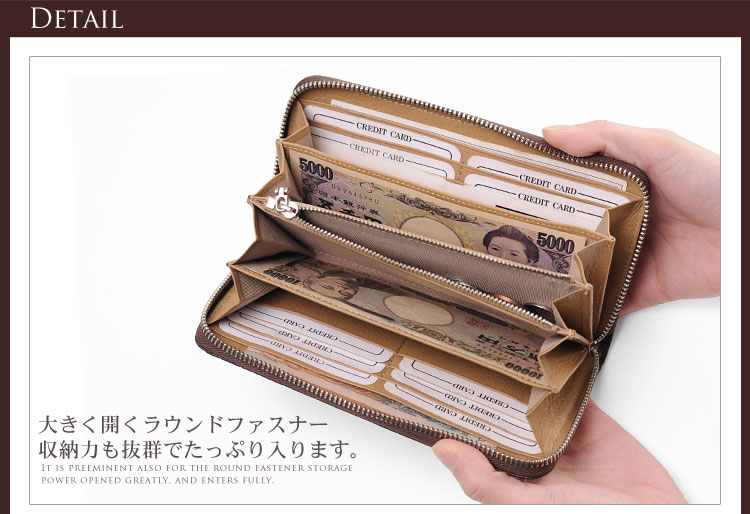 クロコダイル ラウンドファスナー 長財布 マット加工