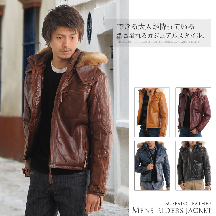 メンズ バッファロー レザー ライダースジャケット　フォックストリム / メンズ / 男性用 