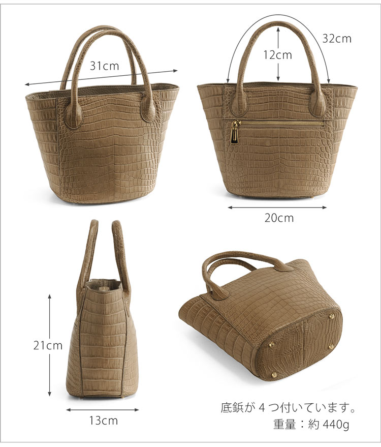 クロコダイル 本革 2WAY トートバッグ ハンドバッグ