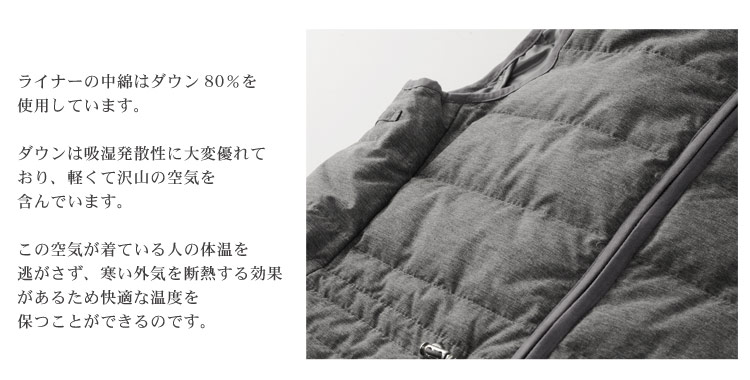 カシミヤ混ウール コート フォックス トリミング ダウン ベスト ライナー付き