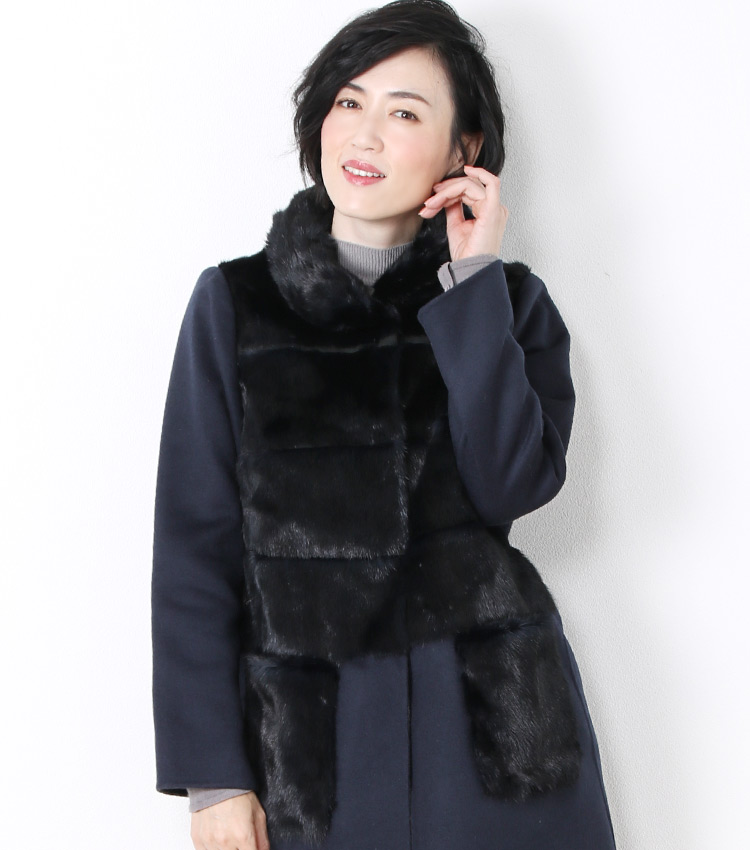 ミンク ＆ カシミヤ ウール コート レディース 毛皮