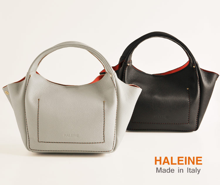 HALEINE [アレンヌ] 牛革 トート バッグ ポーチ付 ハンドステッチ イタリア製 / レディース