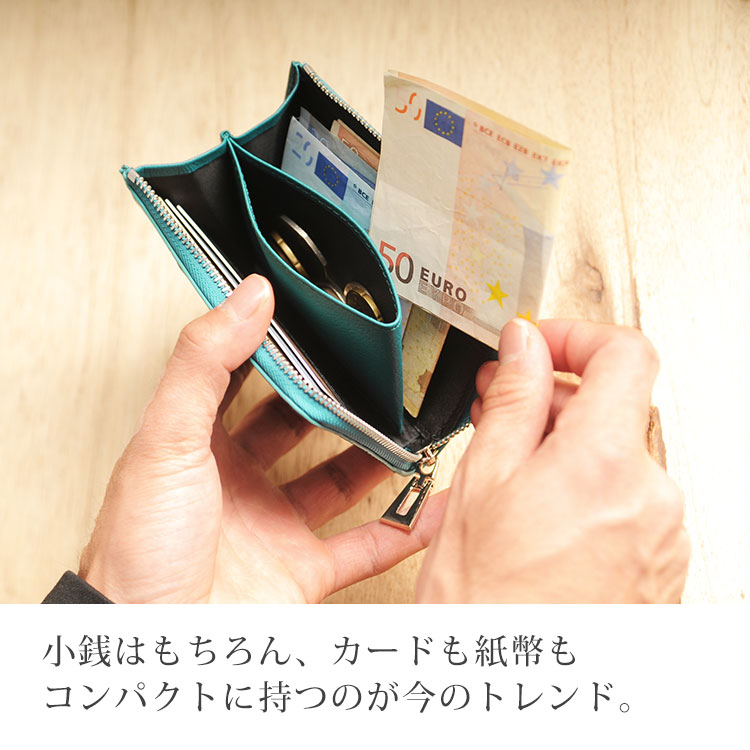 本革 コンパクト財布 メンズ ブルージーン