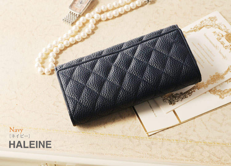HALEINE [アレンヌ] 牛革 長財布 かぶせ ナチュラル シュリンク レザー キルティング / レディース (No.07000132)
