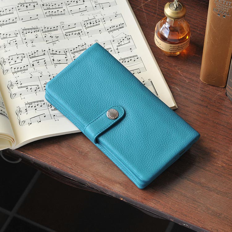 HALEINE [アレンヌ] スマホ財布 牛革 長財布 ナチュラル シュリンク レザー バイカラー 多機能 / レディース (No.07000150)