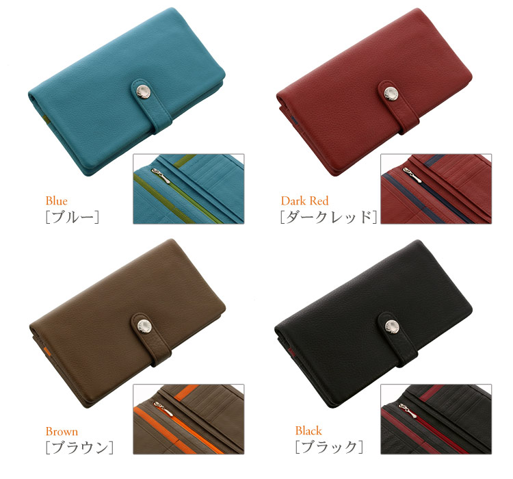 HALEINE [アレンヌ] スマホ財布 牛革 長財布 ナチュラル シュリンク レザー バイカラー 多機能 / レディース (No.07000150)