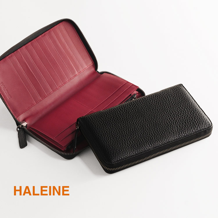 HALEINE [アレンヌ] 本革 ラウンドファスナー 長財布 シュリンク レザー フルオープン / レディース (No.07000151)