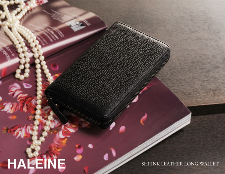 HALEINE [アレンヌ] 本革 ラウンドファスナー 長財布 シュリンク レザー フルオープン / レディース (No.07000151)
