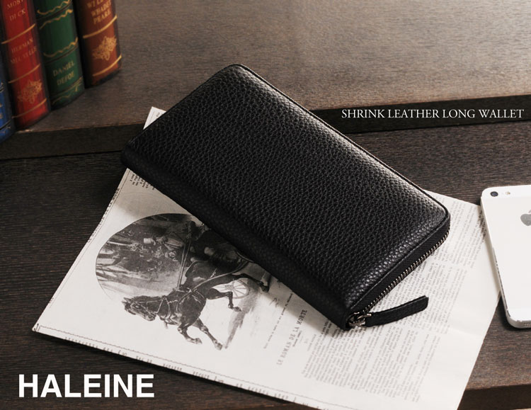 HALEINE [アレンヌ] 本革 ラウンドファスナー 長財布 シュリンク レザー フルオープン / メンズ (No./images/item/image29/07000151-mens-1)
