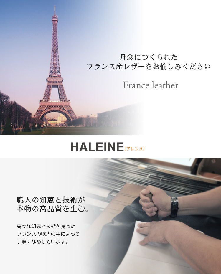 HALEINE [アレンヌ] 牛革 メンズ 長財布 ラウンド ファスナー フランス製レザー