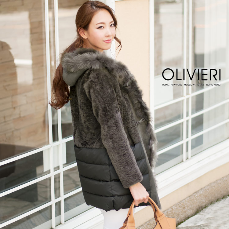 [OLIVIERI] オリヴィエリ ムートン ダウン ＆ コート / レディース (No.01000691) モカグレー