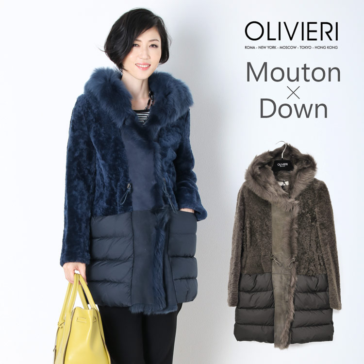 [OLIVIERI] オリヴィエリ ムートン ダウン ＆ コート / レディース (No.01000691) モカグレー