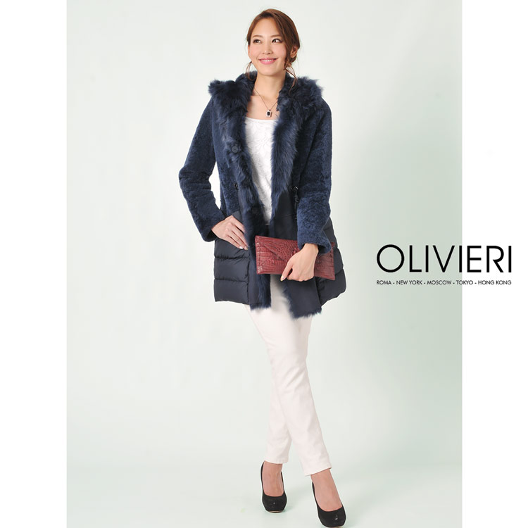 [OLIVIERI] オリヴィエリ ムートン ダウン ＆ コート / レディース ネイビー