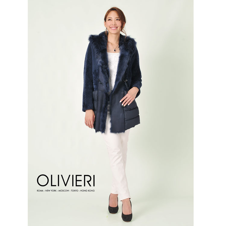 [OLIVIERI] オリヴィエリ ムートン ダウン ＆ コート / レディース ネイビー