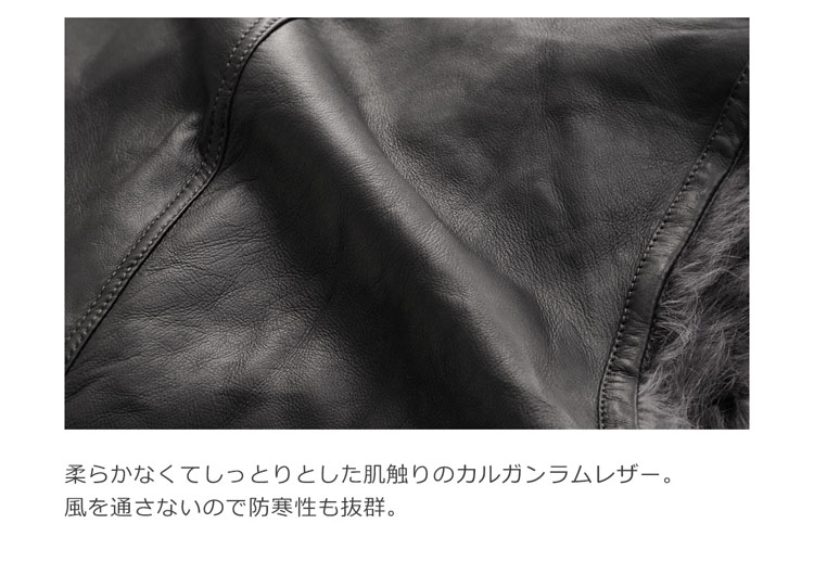 カルガンラム ファー レザー ベスト フード付き / ダブルフェイス レディース リアルレザー 皮革