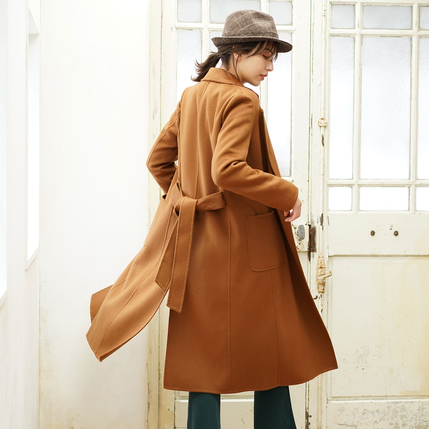 カシミヤ100% ロングコート レディース 内モンゴル産 高級カシミヤ