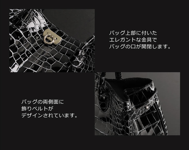 ナイル クロコダイル ハンドバッグ ベルト付き