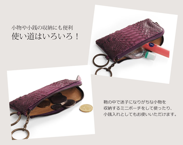 ダイヤモンドパイソン スマートキーケース 小銭入れ ミニポーチ