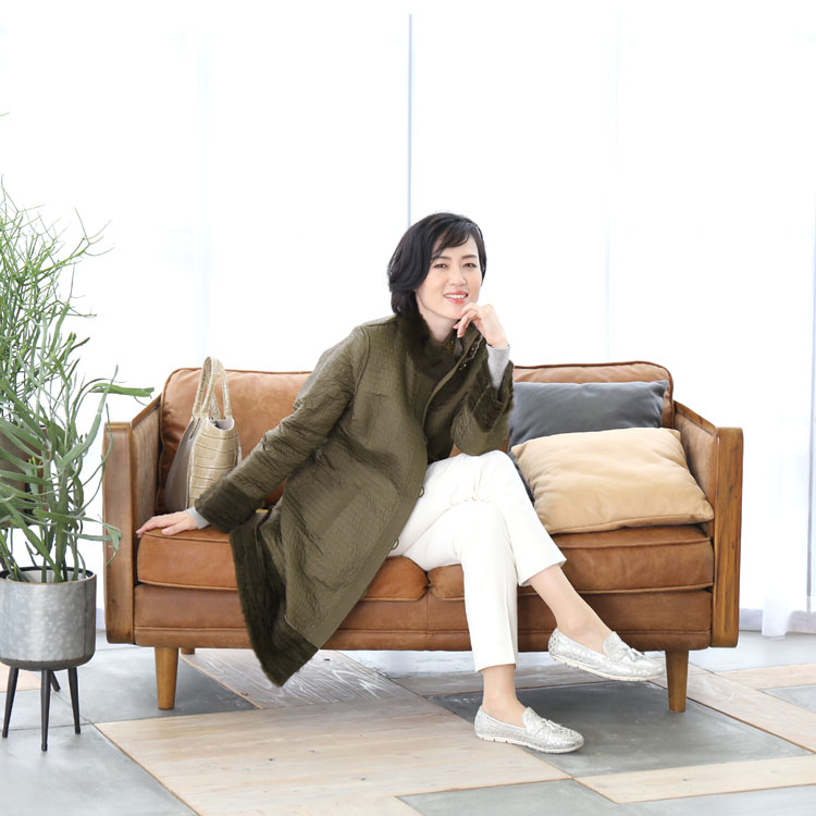 ラビット ファー コート レッキス 襟付き スタンドカラー