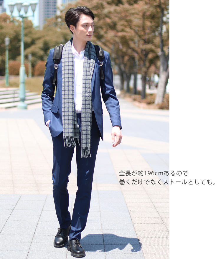 カシミヤ 100% マフラー ウインドウペン チェック 上品