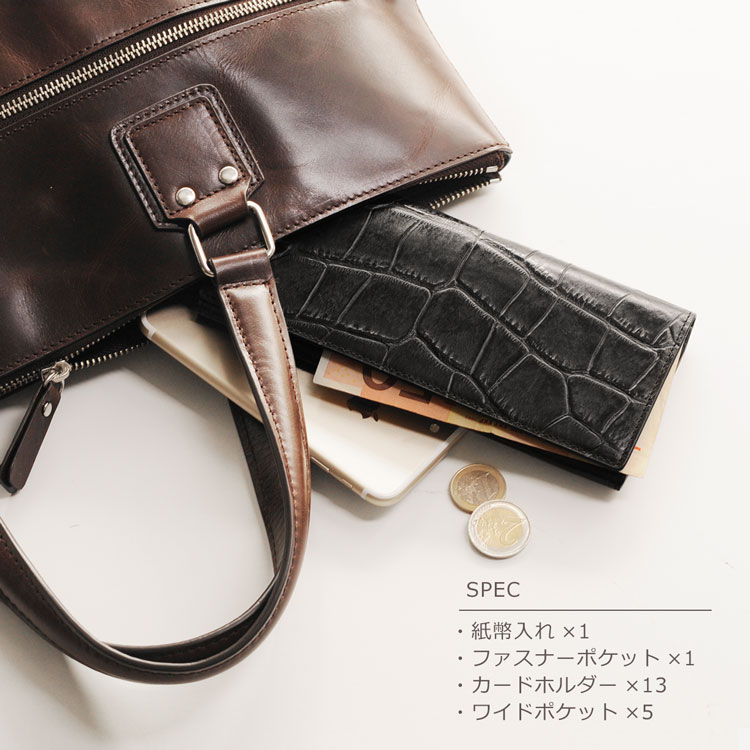 Mia Borsa/ミアボルサ 牛革 長財布 クロコダイル型押し 束入れ