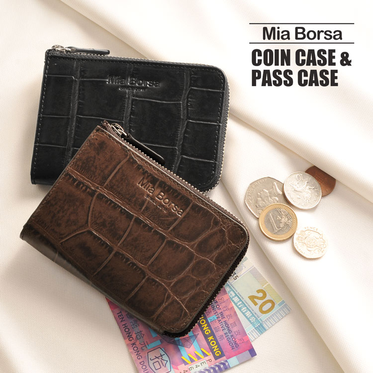 Mia Borsa/ミアボルサ 牛革 長財布 クロコダイル型押し 小銭入れ パスケース