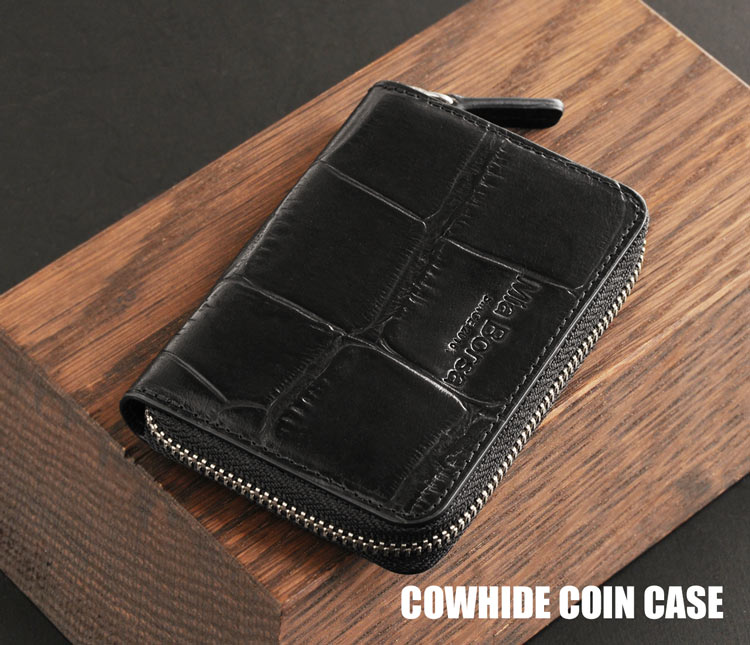 Mia Borsa/ミアボルサ 牛革 ラウンドファスナー 小銭入れ コインケース レディース クロコダイル型押し