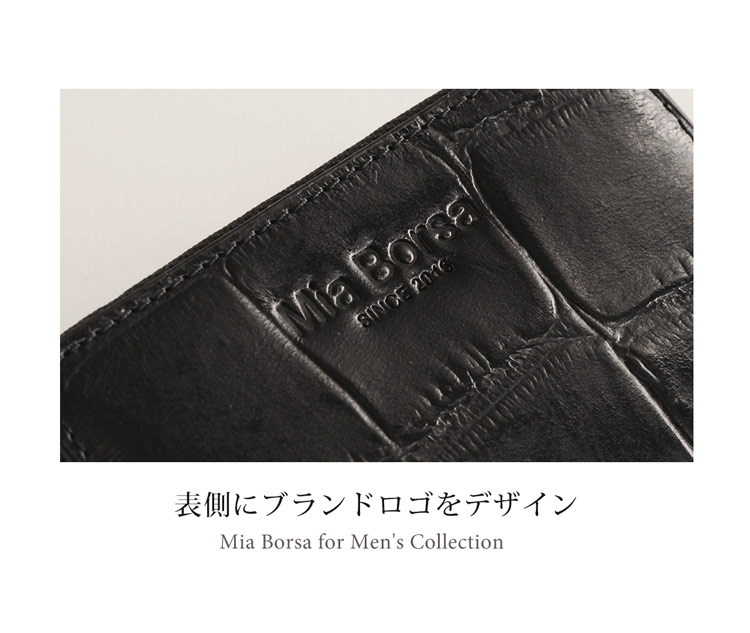 Mia Borsa/ミアボルサ 牛革 ラウンドファスナー 小銭入れ コインケース レディース クロコダイル型押し