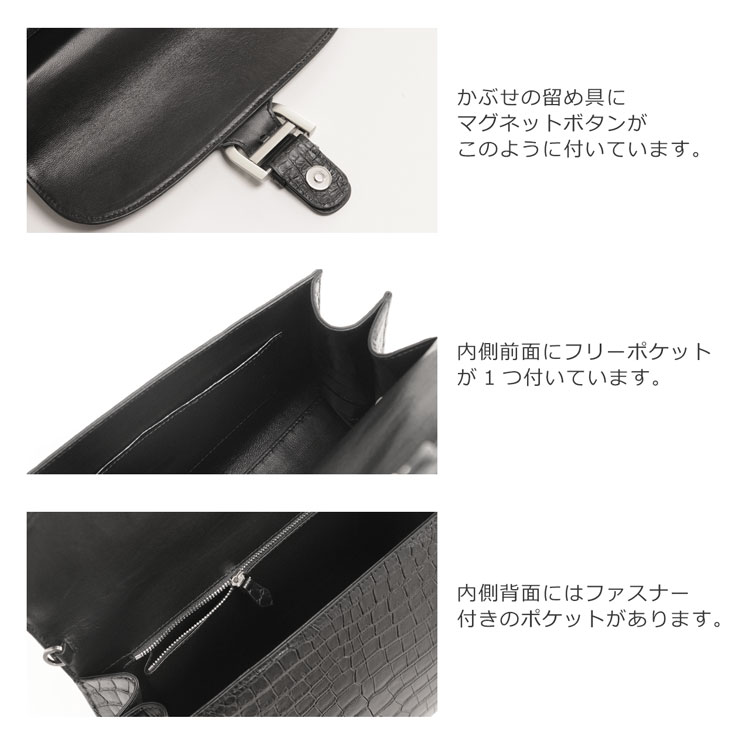スモール クロコダイル ポロサス ハンドバッグ 2WAY