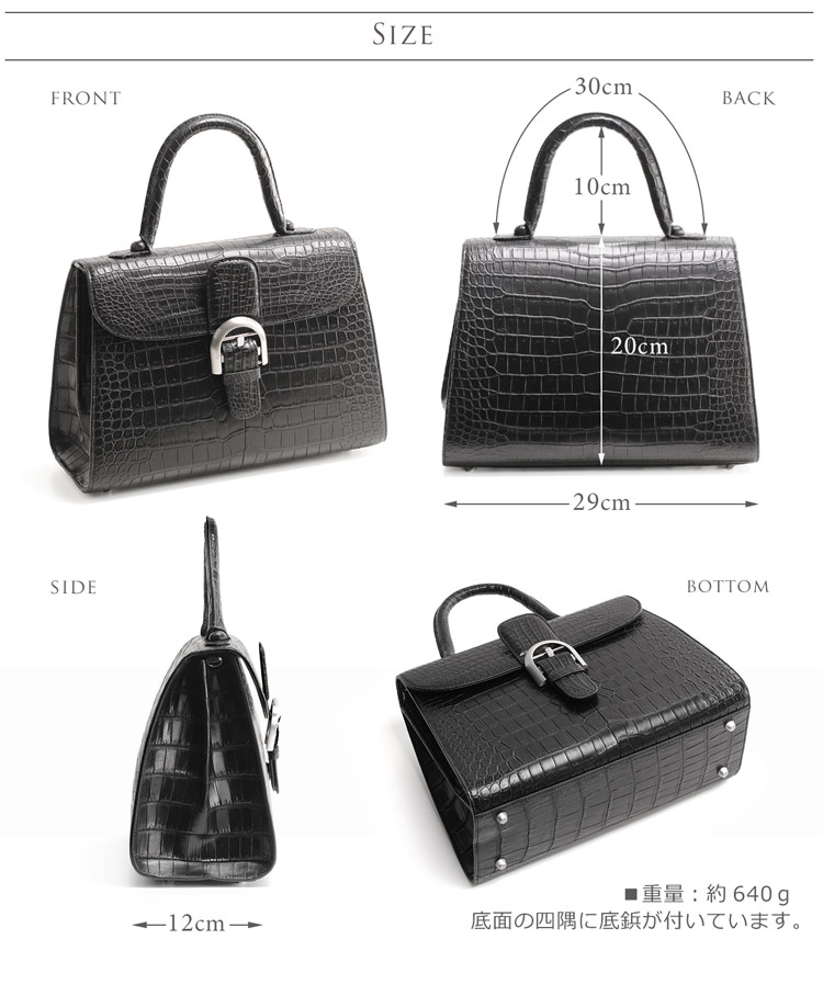 スモール クロコダイル ポロサス ハンドバッグ 2WAY