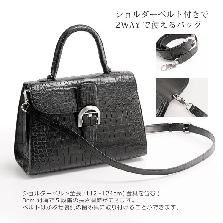 スモール クロコダイル ポロサス ハンドバッグ 2WAY