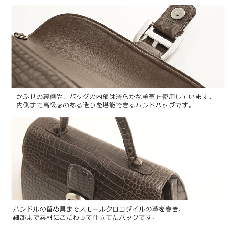 スモール クロコダイル ポロサス ハンドバッグ 2WAY