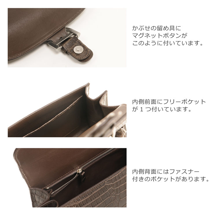 スモール クロコダイル ポロサス ハンドバッグ 2WAY