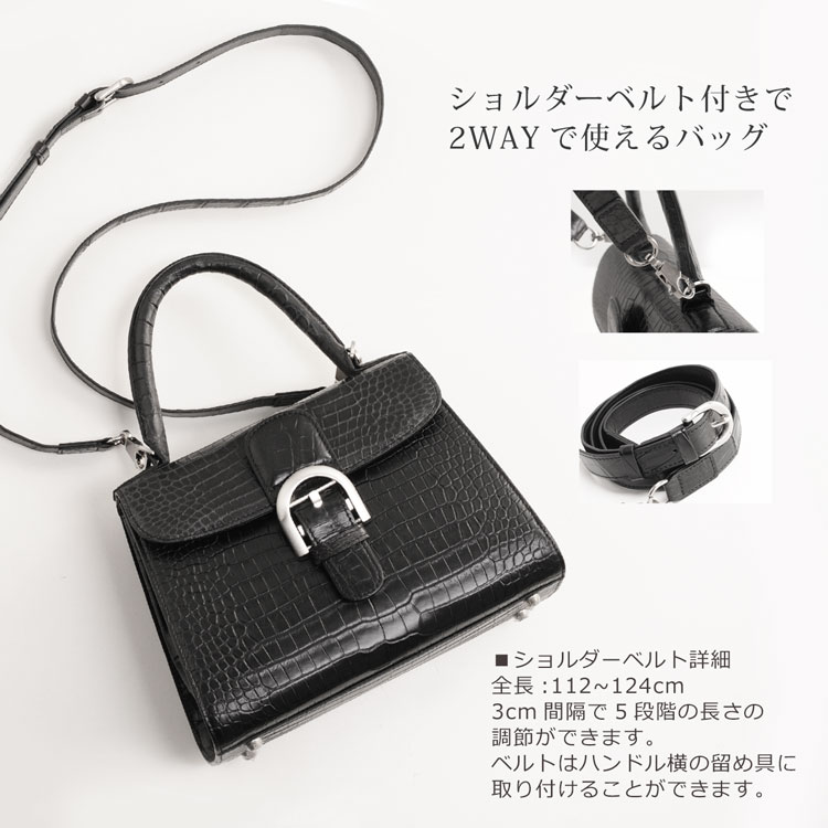 スモール クロコダイル ポロサス ハンドバッグ 2WAY