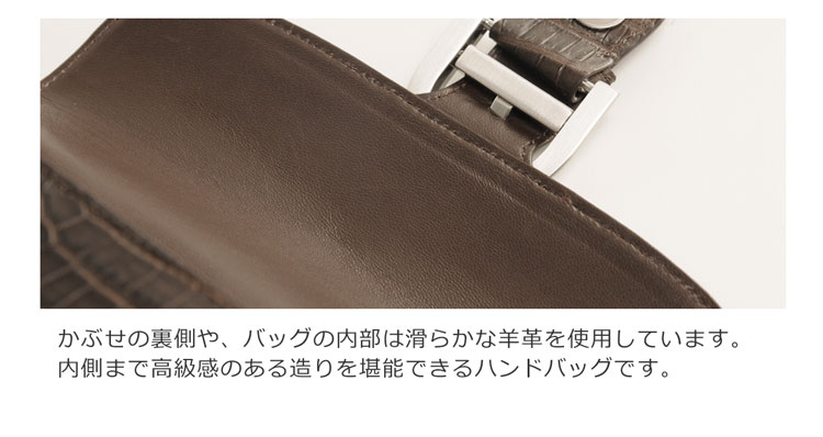 スモール クロコダイル ポロサス ハンドバッグ 2WAY