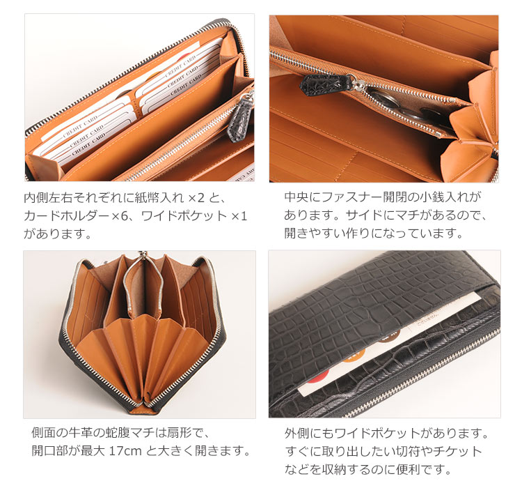 スモール クロコダイル ポロサス ラウンドファスナー 財布 マット加工