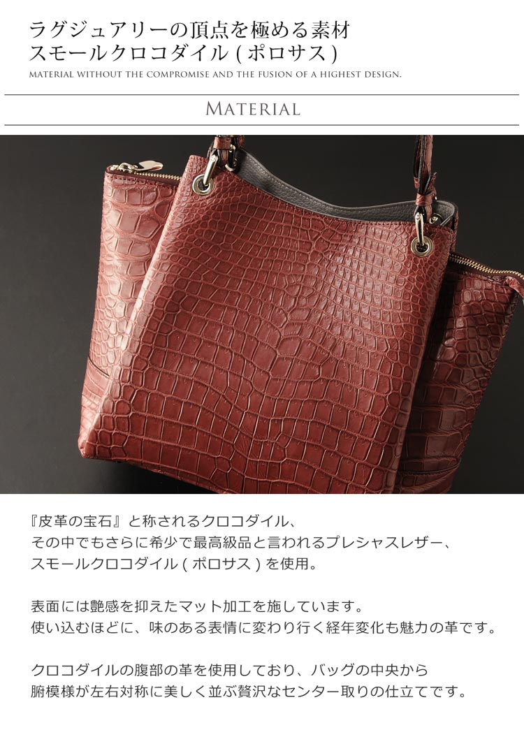 スモールクロコダイル ハンドバッグ レディース