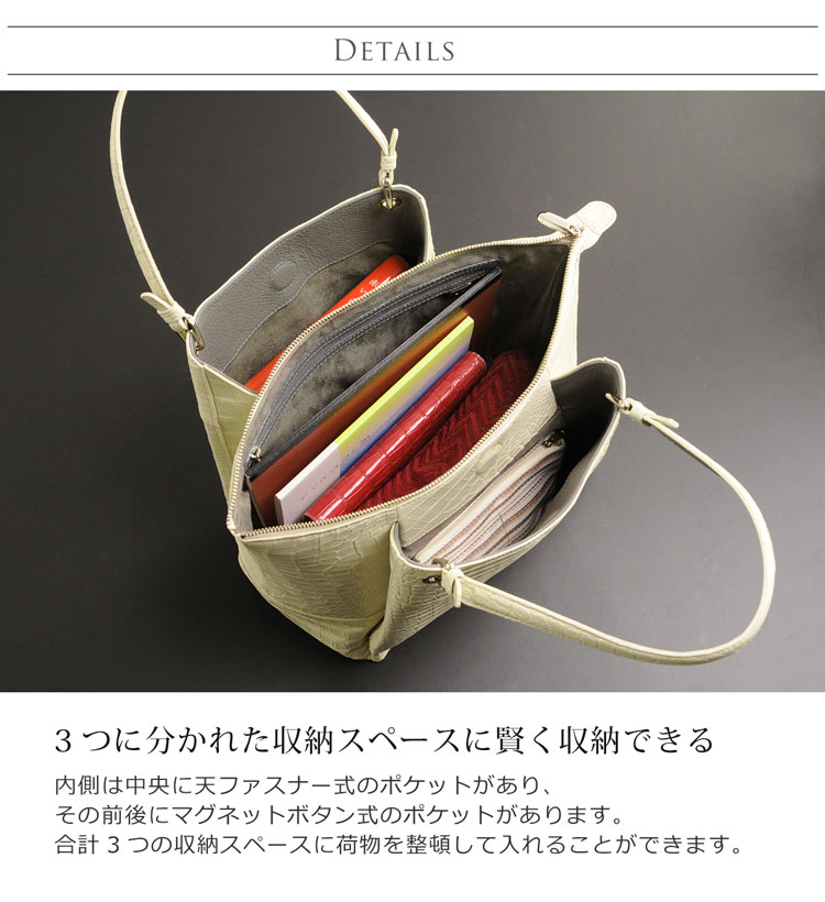 スモールクロコダイル ハンドバッグ レディース
