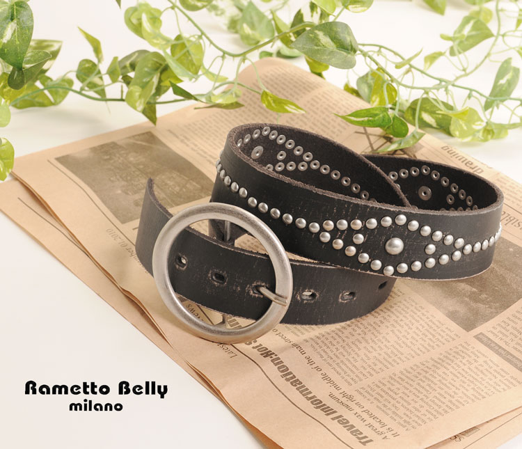 Rametto Belly ラメットベリー 牛革 ベルト スタッズ付き アンティーク調 