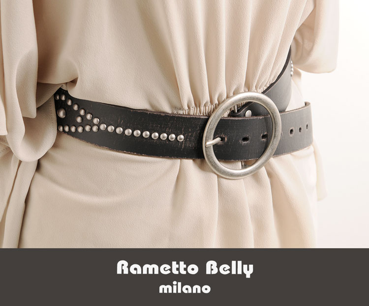 Rametto Belly ラメットベリー 牛革 ベルト スタッズ付き アンティーク調 