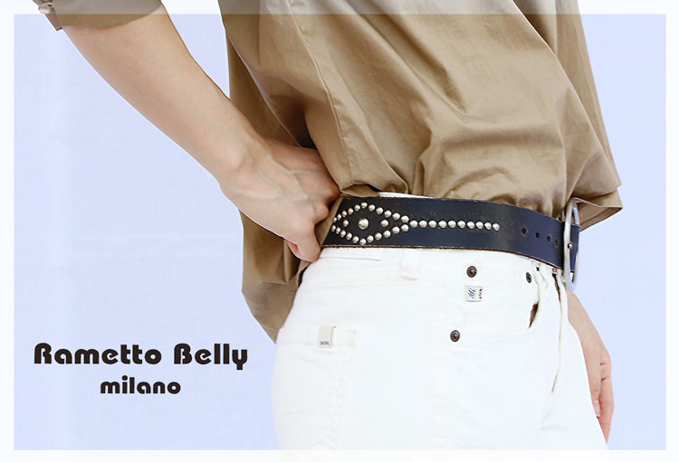 Rametto Belly ラメットベリー 牛革 ベルト スタッズ付き アンティーク調 