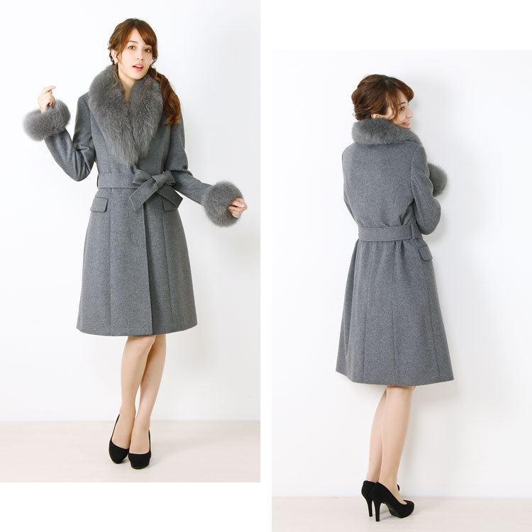 100cm ロング丈 ロングコート フォックス ファー Filomo