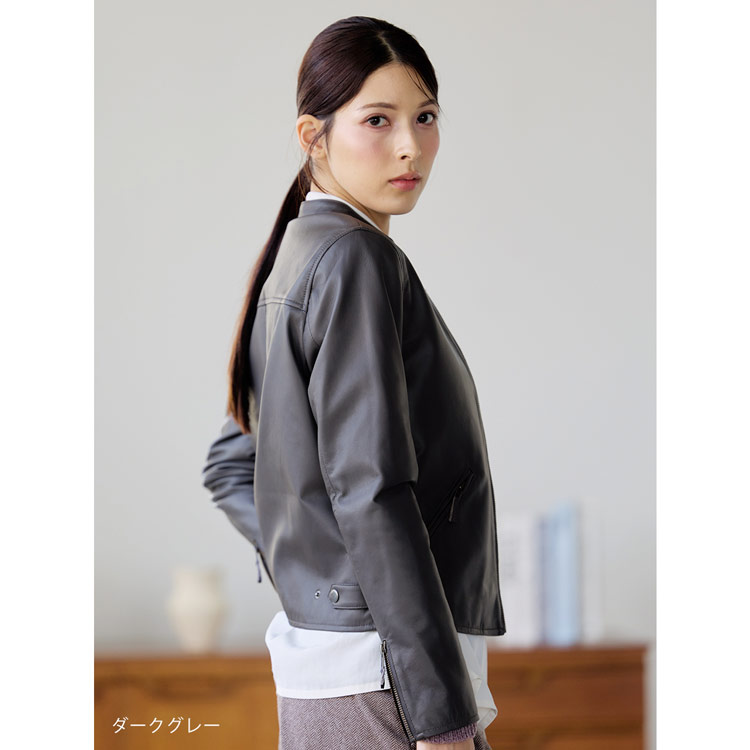 ラム ジャケット ライダース レディース