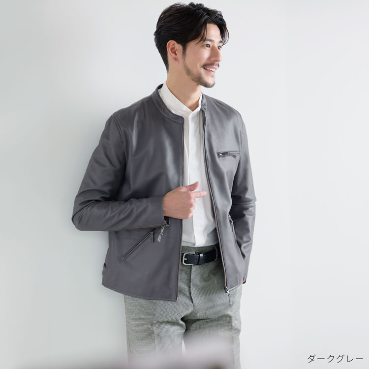 キャメル レザージャケット メンズ