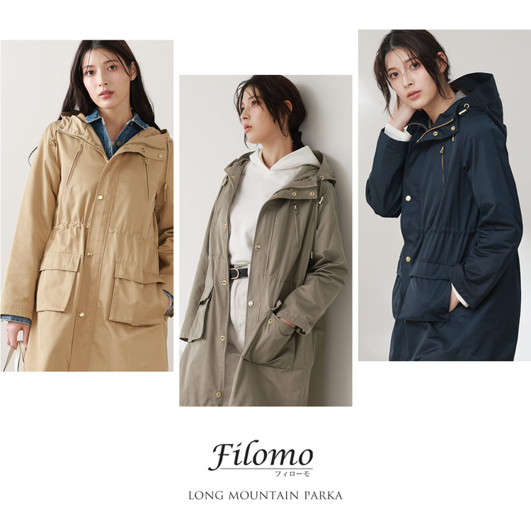 モッズコート レディース ロング ゴールド金具 ネイビー グレー